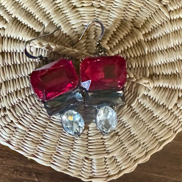 Ruby Red Crystal Drop Earrings | Art Deco-Inspired Luxury Statement - Picture 7 of 8